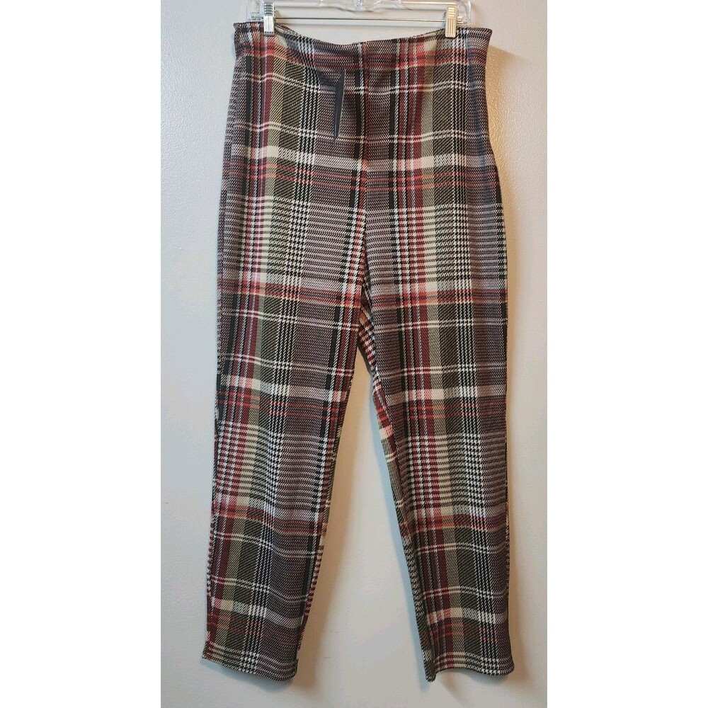 Fashion Nova Never Pressed High Waisted Plaid Pants - Red Combo - Plus Size 1X